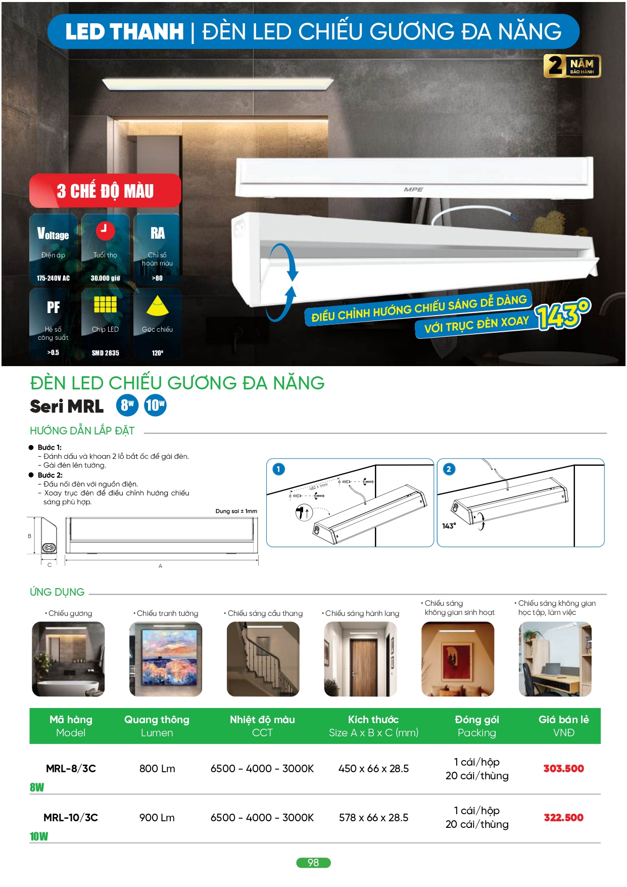 Bảng giá đèn LED MPE 2026